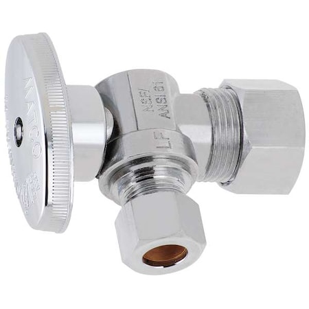 Water Supply Stop, Brass, 1/4-Turn, 5/8