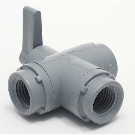 Manual 3-Way Ball Valve, 1/2