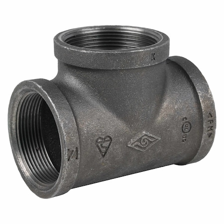 Tee Black Coated Malleable Iron Pipe Fitting, 3/4