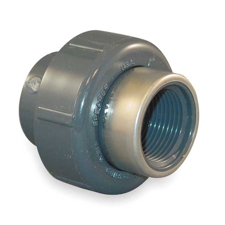 PVC, Stainless Steel Union, Socket x FNPT, 3/4 in Pipe Size MPN:8059-007SR