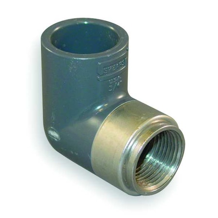 PVC, Brass Elbow, 90 Degrees, Short Sweep, FNPT x Socket, 3/4 in Pipe Size MPN:807-007BR