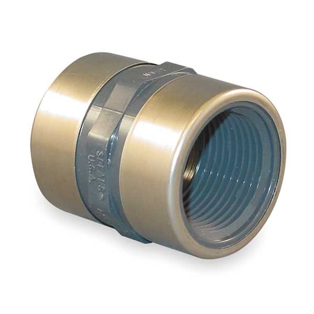 PVC, Stainless Steel Coupling, FNPT x FNPT, 3/4 in Pipe Size MPN:830-007SR