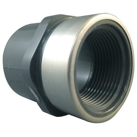 PVC, Stainless Steel Female Adapter, Socket x FNPT, 1-1/4 in Pipe Size MPN:835-012SR