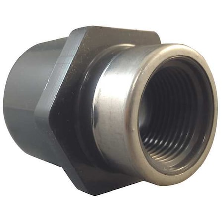 PVC, Stainless Steel Female Adapter, Socket x FNPT, 1 in x 3/4 in Pipe Size MPN:835-131SR