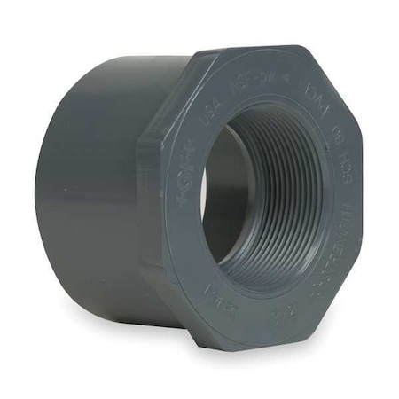 PVC Reducing Bushing, Spigot x FNPT, 1 1/2 in x 1 in Pipe Size MPN:838-211