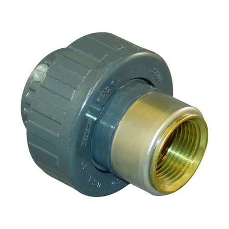 PVC, Brass Union, FNPT x Socket, 1-1/2 in Pipe Size MPN:859-015BR