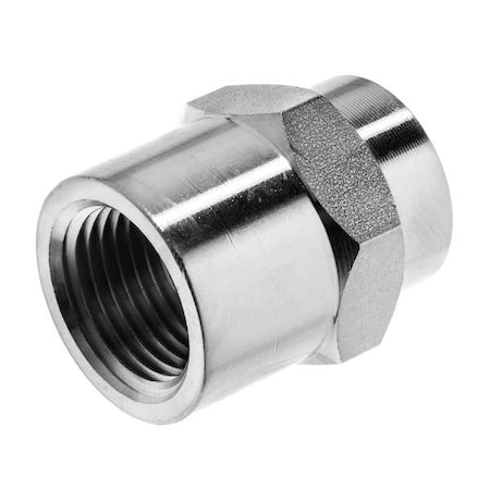 Reducing Hex Coupling, 304 Stainless Steel, Female NPT, 1/2 in x 3/8 in, 1 1/2 in Overall Length MPN:ZUSA-PF-7811