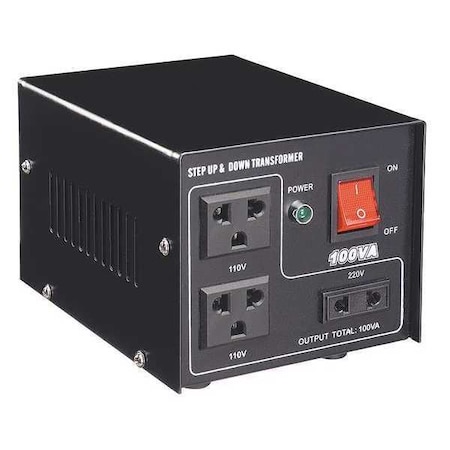 Step Up/Step Down Voltage Converter, 110V AC to 220V AC, 220V AC to 110V AC, 100VA, 50/60 Hz, Steel MPN:30C515
