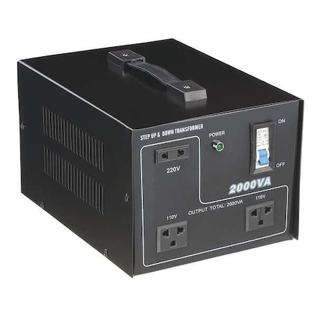 Step Up/Step Down Voltage Converter, 110V AC to 220V AC, 220V AC to 110V AC, 3kVA, 50/60 Hz, Steel MPN:30C523