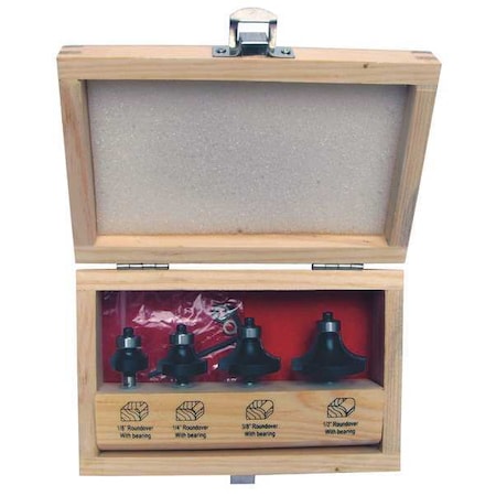 Router Bit Set, Roundover, 1/4S, 4 Pc MPN:16Y602