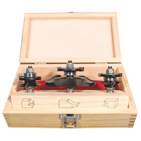 Router Bit Set, Raised Panel, 1/2S, 3 Pc MPN:16Y604