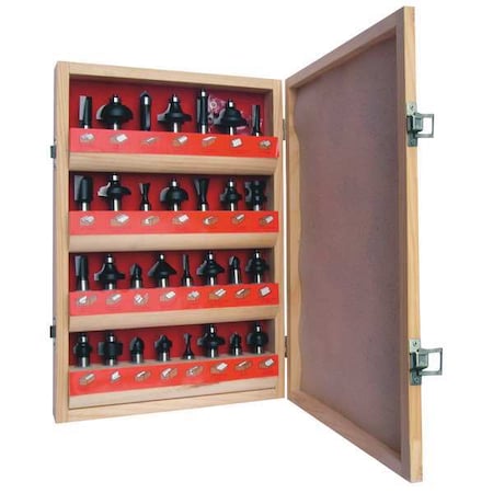 Router Bit Set, Super Delux, 1/2S, 30 Pc MPN:16Y605