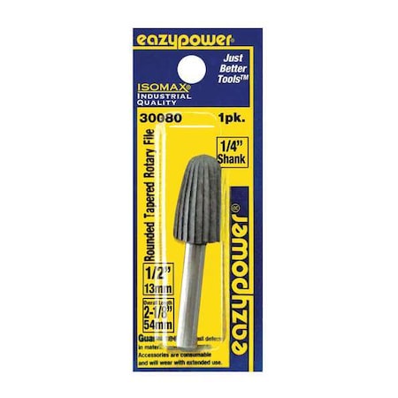 Rounded Tapered Rotary File, 1/2in., 1pcs. MPN:30080