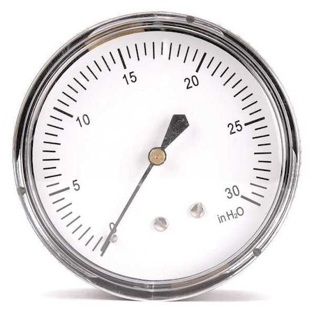 Low Pressure Gauge, 0 to 30 psi, 2 1/2 in Dial, 1/4 in NPT, Center Back Location MPN:18C801