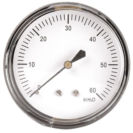 Low Pressure Gauge, 0 to 60 psi, 2 1/2 in Dial, 1/4 in NPT, Center Back Location MPN:18C802