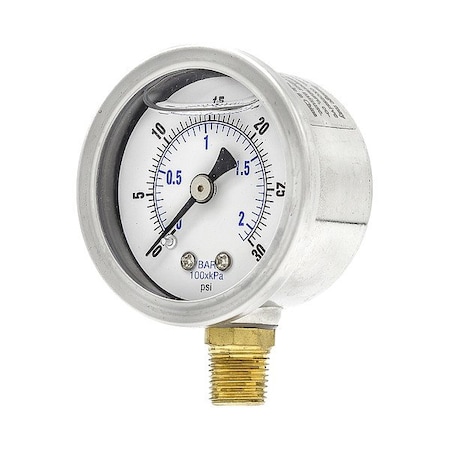 Pressure Gauge, 1/4 in NPT, Bottom Location MPN:201L-158C
