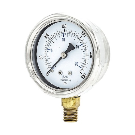 Pressure Gauge, 1/4 in NPT, Bottom Location MPN:211D-254H