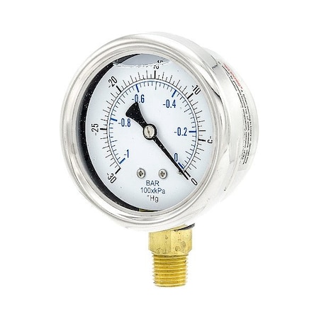 Pressure Gauge, 1/4 in NPT, Bottom Location MPN:211L-254A