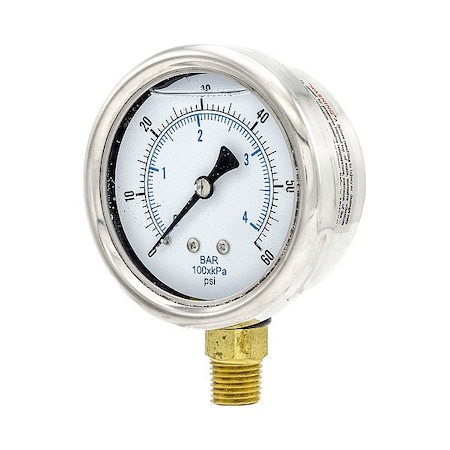 Pressure Gauge, 1/4 in NPT, Bottom Location MPN:211L-254D