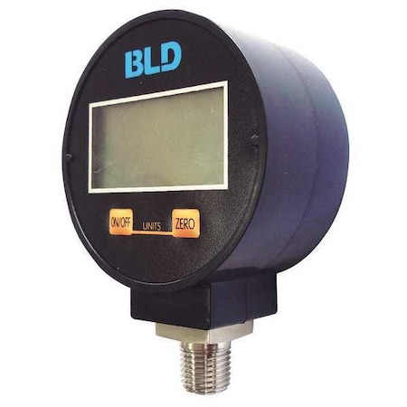 Digital Industrial Pressure Gauge, 0 to 5 psi, 2 1/2 in Dial, 1/4 in NPT, Bottom Location MPN:23V727