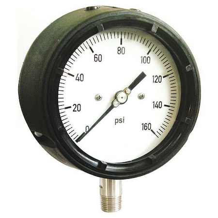 Industrial Pressure Gauge, 0 to 3, 000 psi, 4 1/2 in Dial, 1/2 in NPT, Bottom Location MPN:36JV24
