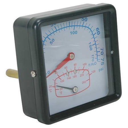 Boiler Gauge, Square, 0-75 PSI, 60 to 260 F MPN:4CFC7