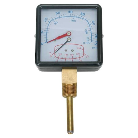 Boiler Gauge, Square, 0-75 PSI, 60 to 260 F MPN:4CFC8