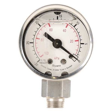 Commercial Vacuum Gauge, +/-3-2-3%, Sil MPN:4CFD8