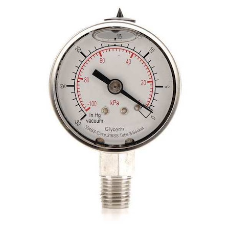 Commercial Vacuum Gauge, +/-3-2-3%, Sil MPN:4CFF4