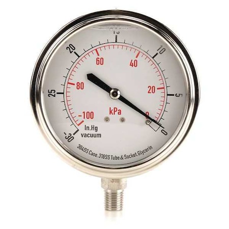 Commercial Vacuum Gauge, +/-3-2-3%, Sil MPN:4CFJ5