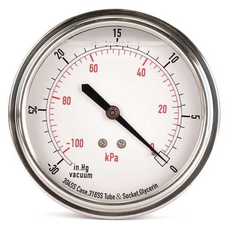 Commercial Vacuum Gauge, +/-3-2-3%, Sil MPN:4CFU7