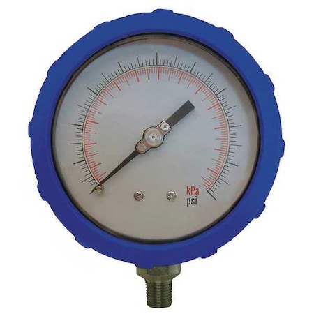 Industrial Pressure Gauge, 0 to 160 psi, 4 in Dial, 1/4 in NPT, Bottom Location MPN:4EFG5