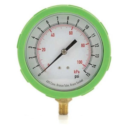Industrial Pressure Gauge, 0 to 400 psi, 4 in Dial, 1/4 in NPT, Bottom Location MPN:4EFH7