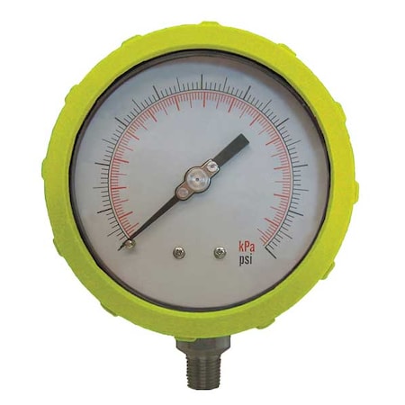 Industrial Pressure Gauge, 0 to 15 psi, 4 in Dial, 1/4 in NPT, Bottom Location MPN:4EFJ7