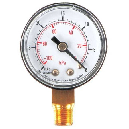 Commercial Vacuum Gauge, +/-3-2-3%, Bla MPN:4FLP6