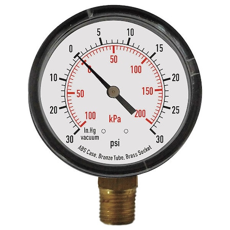 Commercial Pressure Gauge, 0 to 3, 000 psi, 2 1/2 in Dial, 1/4 in NPT, Bottom Location MPN:4FLW8