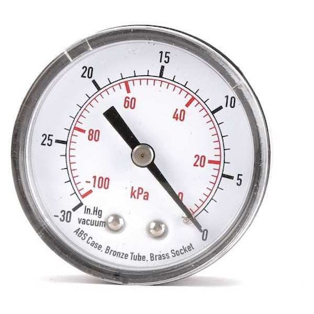 Commercial Vacuum Gauge, +/-3-2-3%, Bla MPN:4FMC1