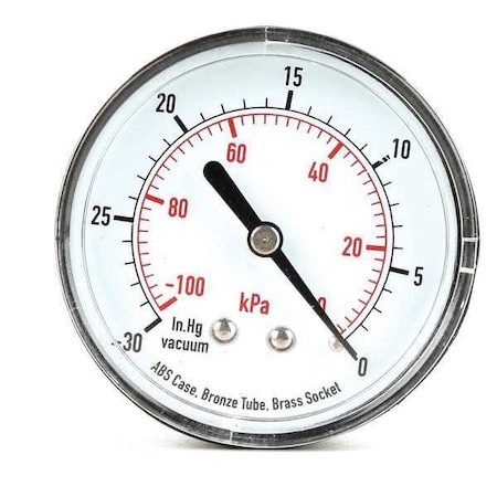 Commercial Vacuum Gauge, +/-3-2-3%, Bla MPN:4FMD9