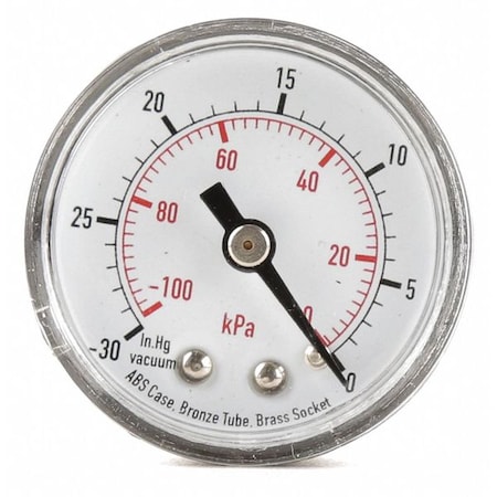 Commercial Pressure Gauge, 0 to 4, 000 psi, 3 1/2 in Dial, 1/4 in NPT, Center Back Location MPN:4FMH4