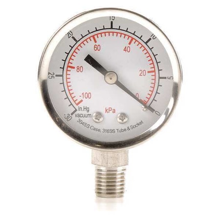 Commercial Vacuum Gauge, +/-3-2-3%, Sil MPN:4FMK3