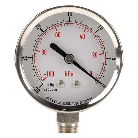 Commercial Vacuum Gauge, +/-3-2-3%, Sil MPN:4FML8