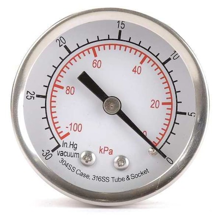 Commercial Vacuum Gauge, +/-3-2-3%, Sil MPN:4FMU5