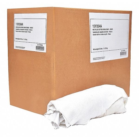 Cotton Cloth Rag 25 lb. Varies Sizes, White MPN:13Y354
