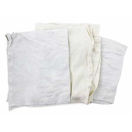 Recycled Cotton Flannel Cloth Rag 25 lb. Varies Sizes, White MPN:13Y366