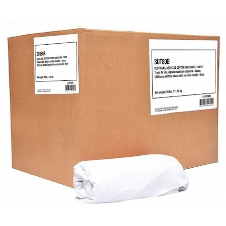 Recycled Cotton Sweatshirt Cloth Rag 25 lb. Varies Sizes, White MPN:3UT80
