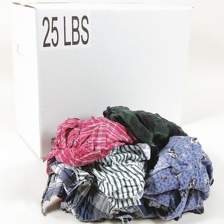 Recycled Cotton Wiping Cloths, 25 lb. Varies, Assorted Colors MPN:G303025PC