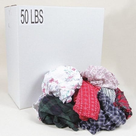 Cotton/Polyester Cloth Rags, 50 lb Box, Sizes Vary, Assorted Colors MPN:G303050PC