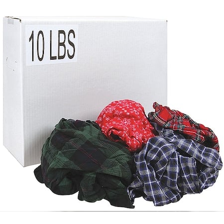 Recycled Cotton Flannel Cloth Rag 10 lb. Varies Sizes, Assorted MPN:G350010PC