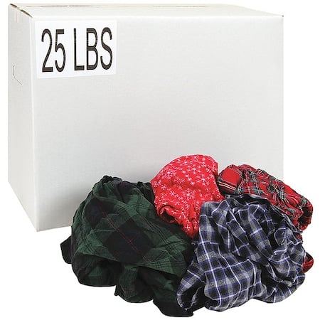 Recycled Cotton Flannel Cloth Rag 25 lb. Varies Sizes, Assorted MPN:G350025PC