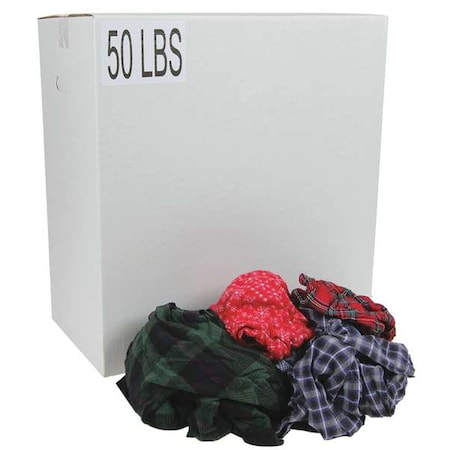 Recycled Cotton Cloth Rag, 50 lb, 18 in x 18 in, Assorted Colors MPN:G350050PC
